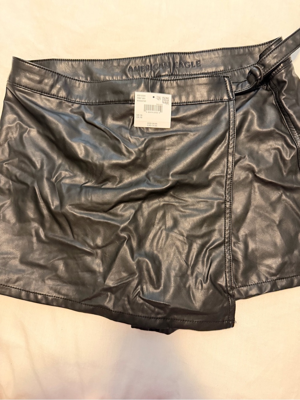 American Eagle Outfitters Black Faux Leather Mini Skort